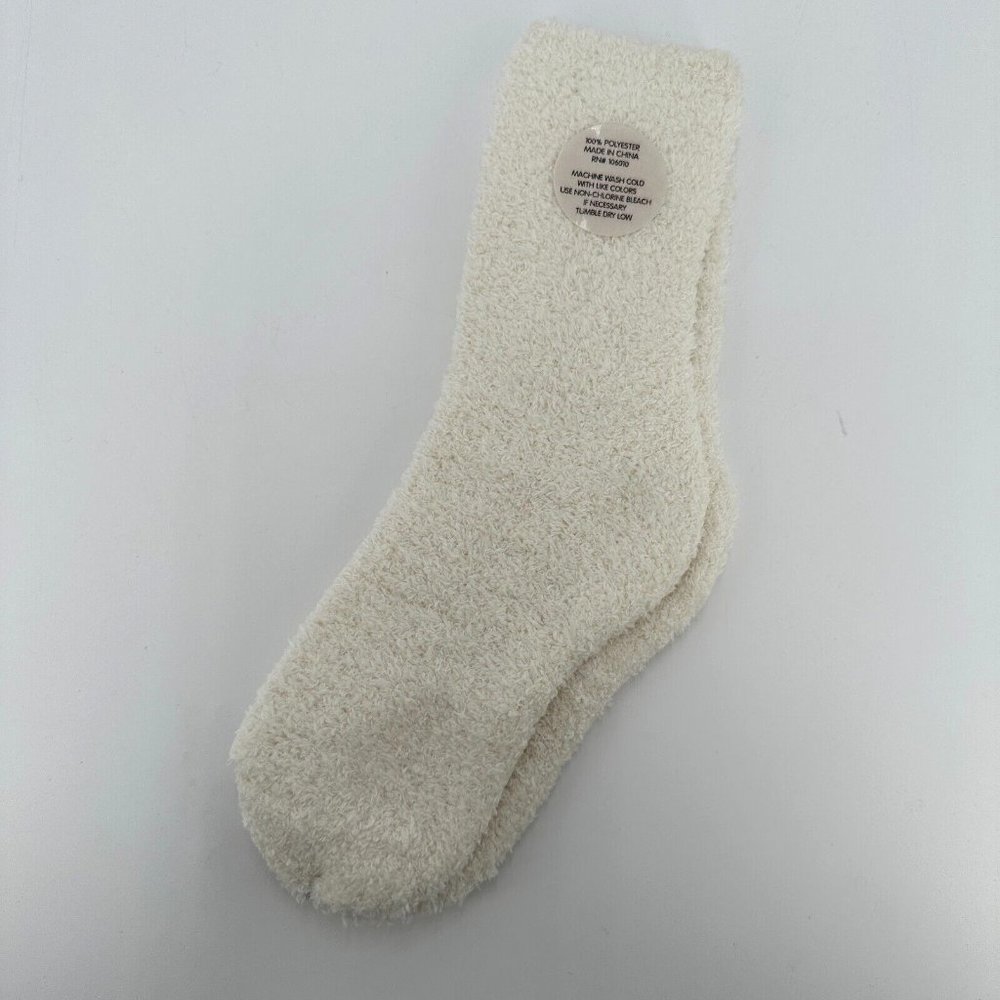 Softies Women's Fuzzy Marshmallow Socks Ivory OS Comfy Socks Lounge NEW